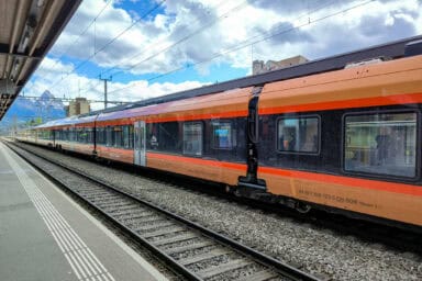The Treno Gottardo at the train station of Arth-Goldau.