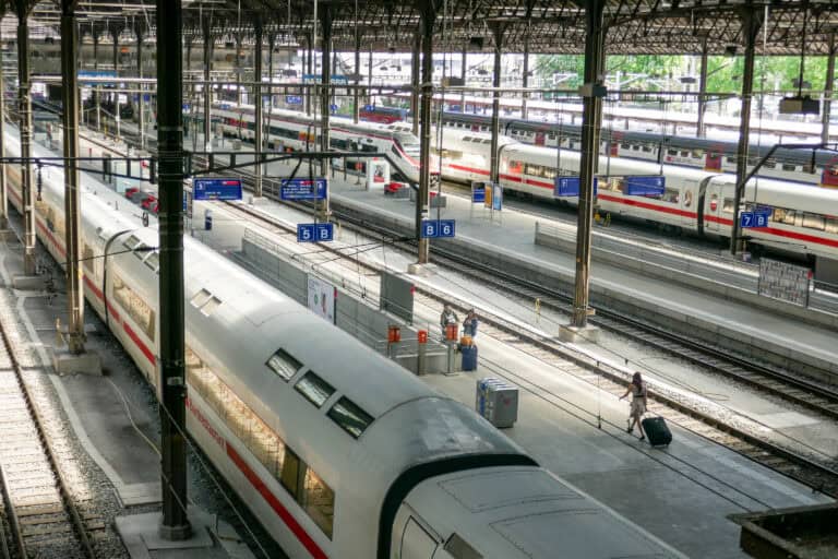 The Basel SBB station, where you can change platforms using stairs, ramps, and escalators.