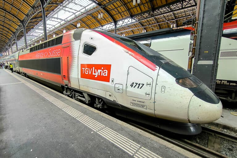 TGV Lyria train at the station of Basel.