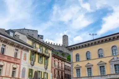Old town center of Bellinzona with Castelgrande