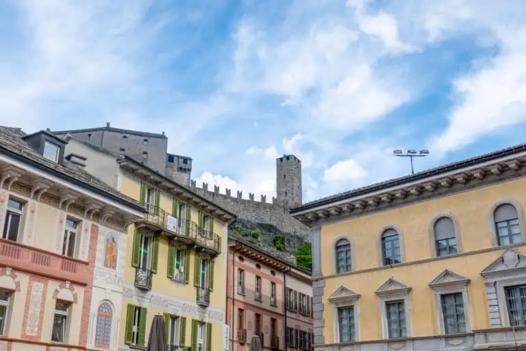 Old town center of Bellinzona with Castelgrande