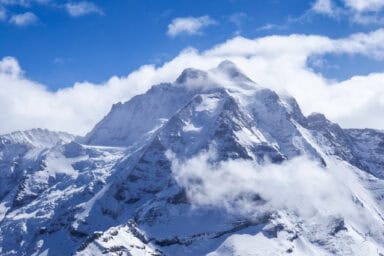 The snow-covered Jungfrau seen from Birg