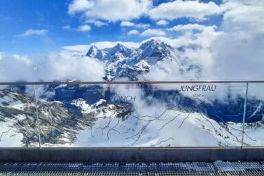 The Skyline View platform with its panoramic view of the Eiger, Mönch and Jungfrau.