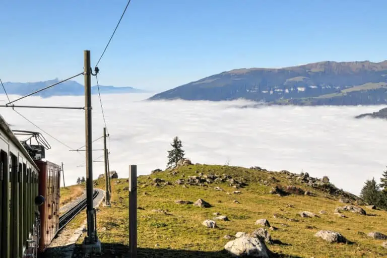 Train to Schynige Platte above the clouds at Breitlauenen