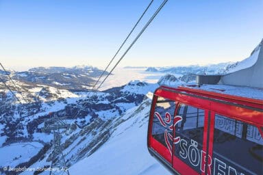 The cable car from Sörenberg to Brienzer Rothorn in winter.