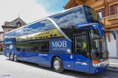 MOB tour bus that services part of the Chocolate Train day trip transport.