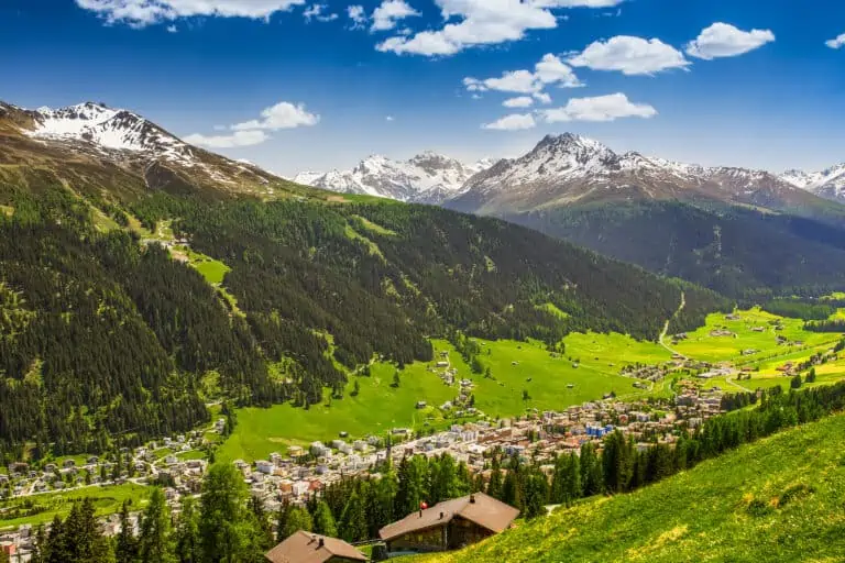 Davos with the Jakobshorn and Rinerhorn in summer