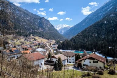 View over the village of Filisur in spring.