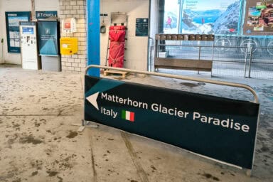 Directions to Matterhorn Glacier Paradise and Italy at the Furi cableway station.