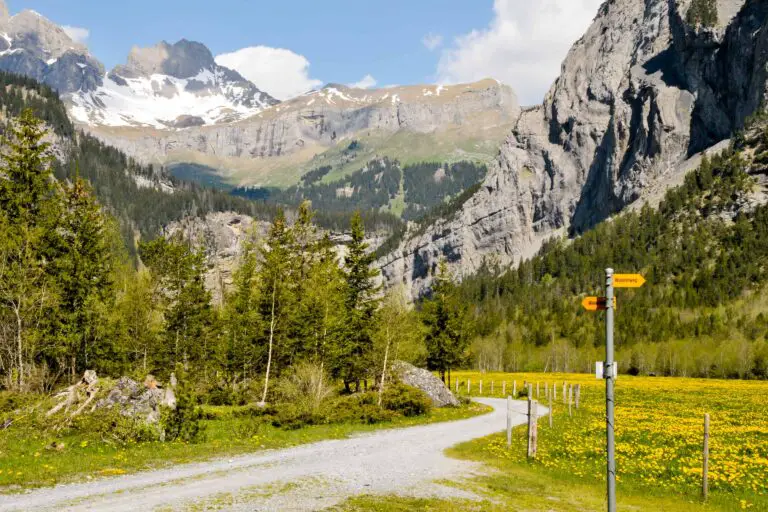 Hiking path in the Gastern valley in spring