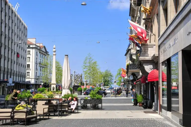 Place de la Longemalle in Geneva with hotels