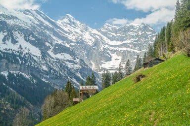 The mountain scenery near Gimmelwald in spring.