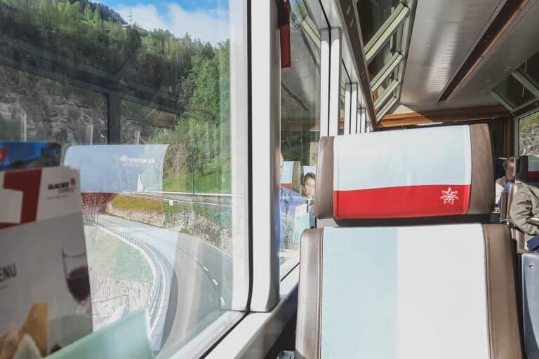 1st class window seat on the Gotthard Panorama Express.