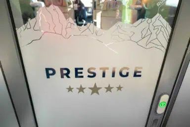 Entrance door of the GoldenPass Express Prestige section.