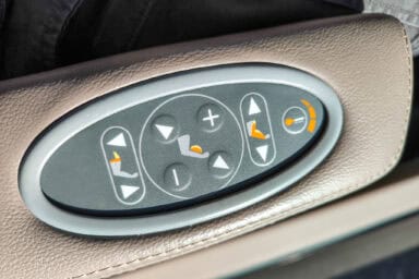 Seat adjustment options in the GoldenPass Express Prestige class.