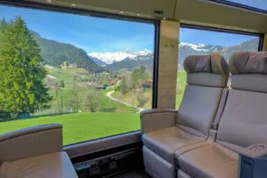 View of Simmen Valley from a GoldenPass Express Prestige coach.