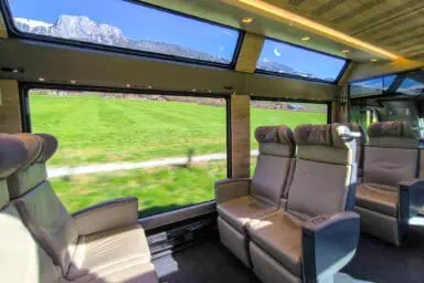 Views of the Simmen Valley from a GoldenPass Express Prestige coach.