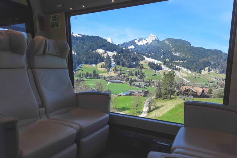 Views near Gstaad from a Prestige coach on the GoldenPass Express.