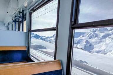 Wintry views from the Gornergrat cogwheel train.