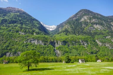 The scenery on the Gotthard Panorama Express route between Airolo and Bellinzona.