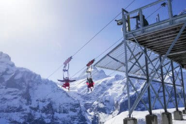 Take-off of the First Flyer zip line.
