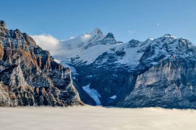 View of the Schreckhorn from Grindelwald-First in fall