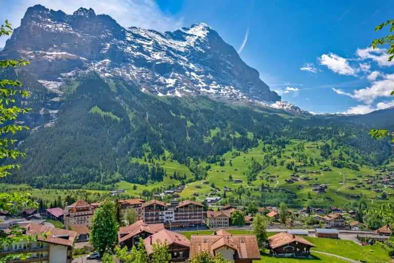 Aerial view of Grindelwald and Eiger North Face