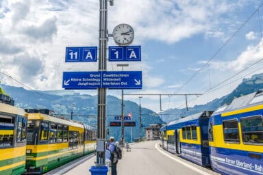 Station of Grindelwald, with trains to Kleine Scheidegg/Jungfraujoch and Interlaken.