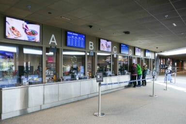 Ticket desks at Grindelwald Terminal.