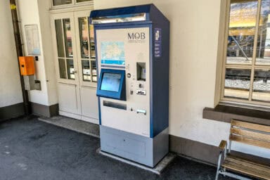 MOB ticket machine at the train station of Gstaad.