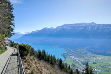 Path to Harder Kulm funicular and Lake Brienz.