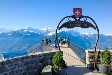 The Two Lakes Bridge at Harder Kulm, seen from the restaurant terrace.