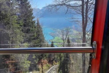 View from the Harder Kulm funicular just below the top station.
