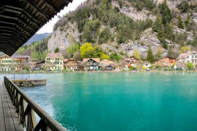 Bridge over the Aare connecting Interlaken West and Unterseen.
