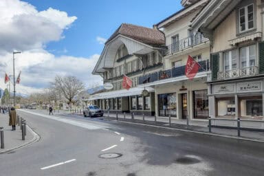 Luxury Cartier watch shop on the Höheweg in Interlaken.