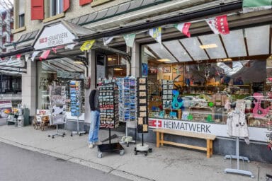 Heimatwerk souvenir shop on the Höheweg in Interlaken.