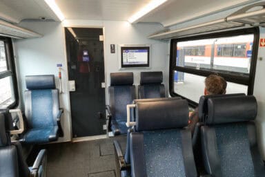 1st class on the train between Interlaken and Grindelwald/Lauterbrunnen.