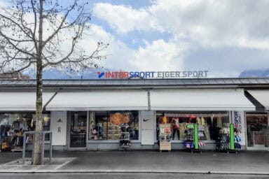 An Intersport shop on the Bahnhofstrasse near Interlaken West.