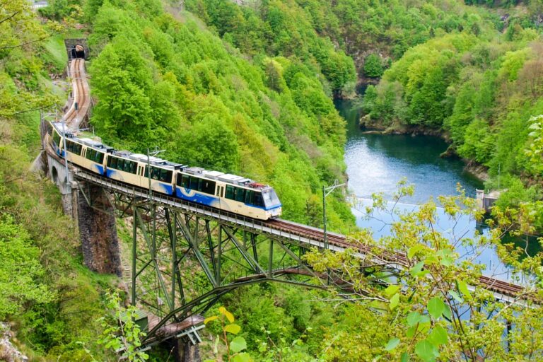 Centovalli train seen from Intragna