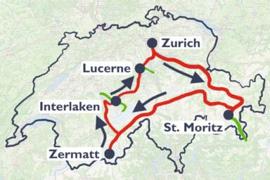 Map of the itinerary "Best of Switzerland"