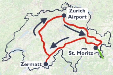 Map of the itinerary "Glacier Express"