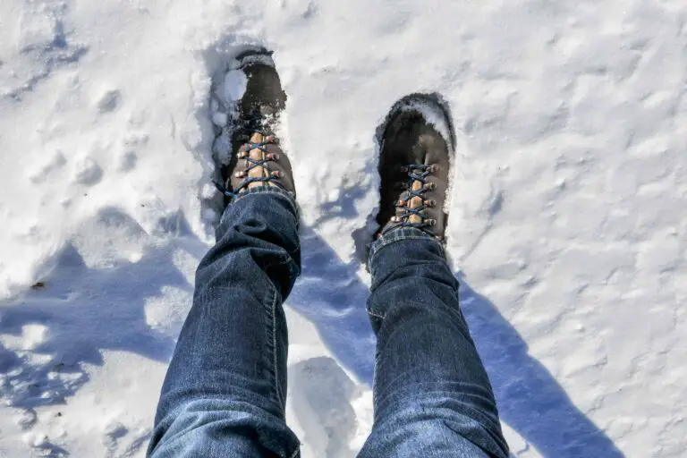 Hiking boots in snow at Rochers-de-Naye