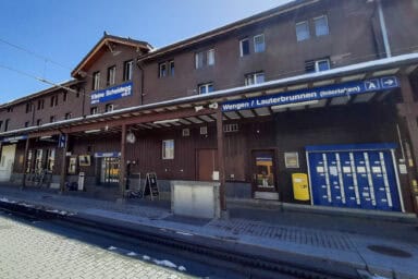 Luggage lockers at the Kleine Scheidegg train station.
