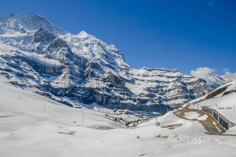 Jungfrau covered by spring snow from Kleine Scheidegg