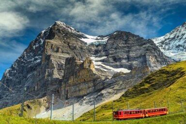 Train to Jungfraujoch with Eiger at Kleine Scheidegg