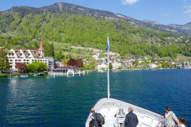 Boat on Lake Lucerne near the village of Weggis