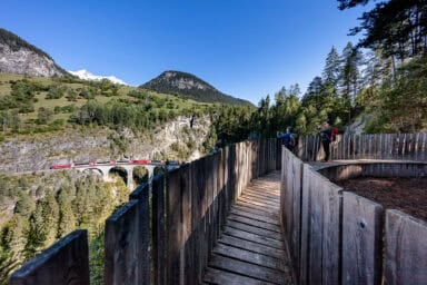 View of the Landwasser Viaduct from the Acatos Platform.