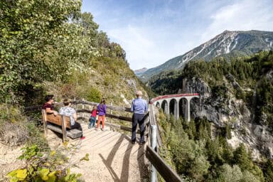 The Landwasser Viaduct seen from the Hennings Platform.