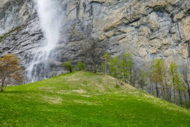 Bottom of the Staubbach Fall and photo point.