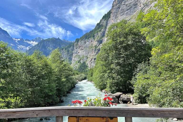 Bridge over the Weisse Lütschine river in the Lauterbrunnen Valley